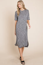 Load image into Gallery viewer, BOMBOM Slit Round Neck Half Sleeve Midi Dress
