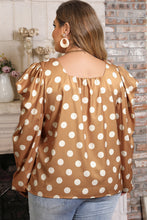 Load image into Gallery viewer, Plus Size Polka Dot Long Sleeve Blouse
