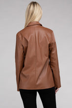 Load image into Gallery viewer, Sleek Pu Leather Blazer with Front Closure
