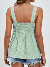 Load image into Gallery viewer, Smocked Plaid Square Neck Tank
