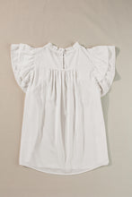 Load image into Gallery viewer, White Smocked Ruffle Sleeve Blouse
