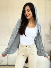 Load image into Gallery viewer, Culture Code Full Size Ribbed Zip Up Drawstring Hooded Jacket
