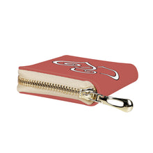 Load image into Gallery viewer, Ti Amo I love you - Exclusive Brand - Light Red - Double White Heart - PU Leather - Zipper Card Holder
