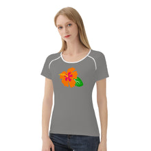 Load image into Gallery viewer, Ti Amo I love you - Exclusive Brand - Natural Gray - Hawaiian Flower - Women&#39;s T shirt - Sizes XS-2XL
