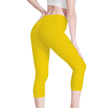 Load image into Gallery viewer, Ti Amo I love you - Exclusive Brand - Ripe Lemon - Double White Heart - Womens / Teen Girls / Womens Plus Size - Capri Yoga Leggings - Sizes XS-3XL
