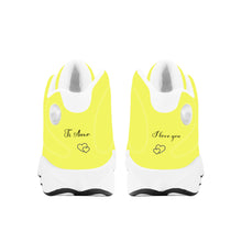 Load image into Gallery viewer, Ti Amo I love you - Exclusive Brand - Sandy Yellow - Double Heart Logo - Mens / Womens - Unisex  Basketball Shoes - White Laces
