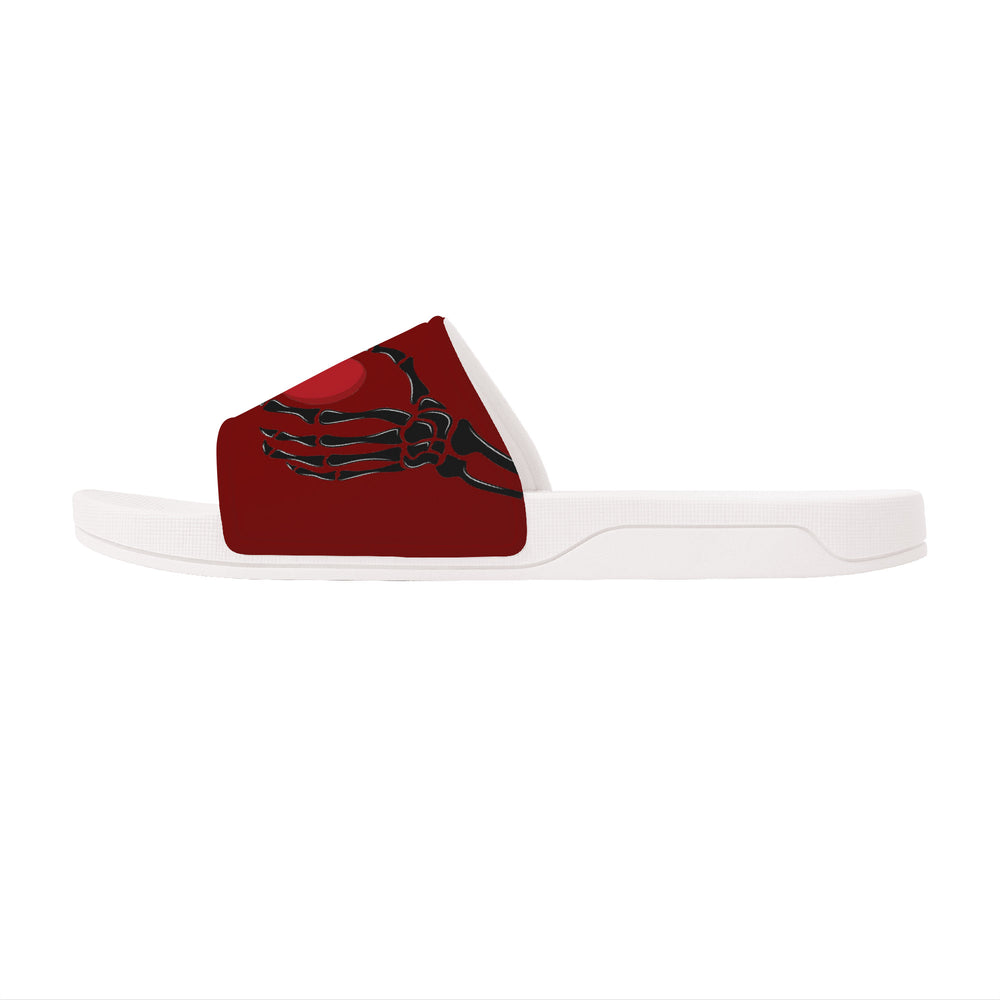Ti Amo I love you - Exclusive Brand - Dark Burgundy - Skeleton Hands with Heart -  Slide Sandals - White Soles