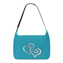 Load image into Gallery viewer, Ti Amo I love you - Exclusive Brand  - Eastern Blue - Double White Heart - Journey Computer Shoulder Bag
