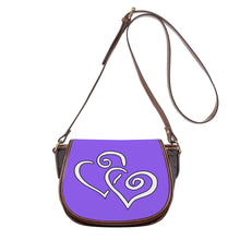 Load image into Gallery viewer, Ti Amo I love you - Exclusive Brand - Heliotrope 3 - Double White Heart - Saddle Bag
