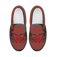 Load image into Gallery viewer, Ti Amo I love you - Exclusive Brand - Cognac - Skeleton Hands with Heart - Kids Slip-on shoes - Black soles
