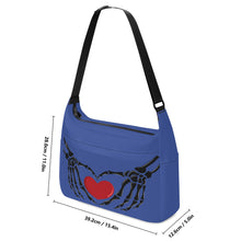 Load image into Gallery viewer, Ti Amo I love you - Exclusive Brand - Chambray Blue - Skeleton Heart Hands  -  Journey Computer Shoulder Bag
