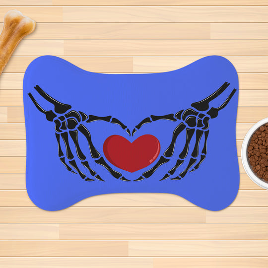 Ti Amo I love you - Exclusive Brand - Neon Blue - Skeleton Hands with Heart  - Big Paws Pet Rug
