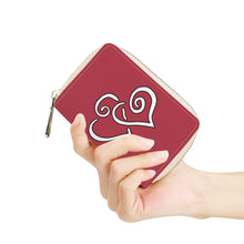 Load image into Gallery viewer, Ti Amo I love you - Exclusive Brand - Maple - Double White Heart - PU Leather - Zipper Card Holder
