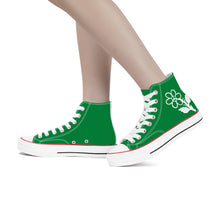 Load image into Gallery viewer, Ti Amo I love you - Exclusive Brand - Fun Green - White Daisy - High Top Canvas Shoes - White  Soles
