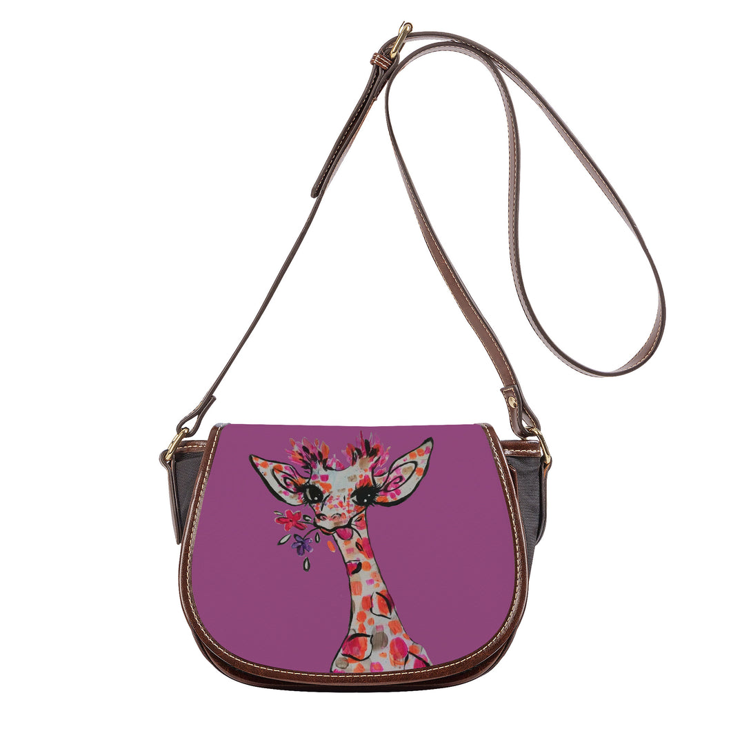 Ti Amo I love you - Exclusive Brand - Cannon Pink - Giraffe- Saddle Bag