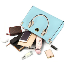 Load image into Gallery viewer, Ti Amo I love you - Exclusive Brand - Pale Sky Blue - Luxury Womens PU Tote Bag - Cream Straps
