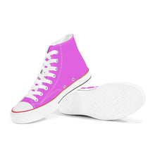 Load image into Gallery viewer, Ti Amo I love you - Exclusive Brand - Deep Lavender Magenta - White Daisy - High Top Canvas Shoes - White  Soles
