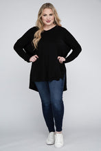 Load image into Gallery viewer, Plus Dolman Sleeve V-Neck Side Slit Hi-Low Hem Top
