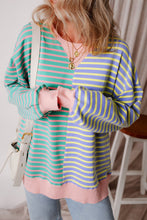 Load image into Gallery viewer, Casual Stripe Colorblock Drop Shoulder Oversize Sweatshirt
