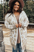 Load image into Gallery viewer, Womens - Beige Plus Size Leopard Pattern Cardigan
