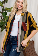 Load image into Gallery viewer, Plus Cozy Stripe Button Sown Shacket
