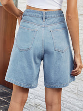 Load image into Gallery viewer, High Waist Denim Shorts with Pockets
