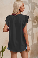 Load image into Gallery viewer, Ruffled Notched Cap Sleeve Blouse
