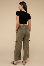 Load image into Gallery viewer, Washed Linen Elastic Band Waist Cargo Pants
