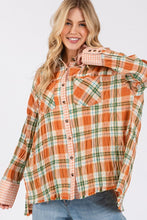 Load image into Gallery viewer, SAGE + FIG Side Slit Plaid Button Down Long Sleeve Shirt
