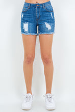 Load image into Gallery viewer, American Bazi High Waist Distressed Frayed Denim Shorts
