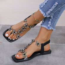 Load image into Gallery viewer, Rhinestone Butterfly Flat Sandals
