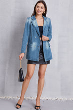 Load image into Gallery viewer, Lapel Collar Washed Denim Top
