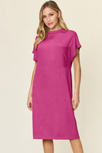 Load image into Gallery viewer, Double Take Full Size Texture Mock Neck Short Sleeve Dress
