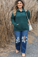 Load image into Gallery viewer, Plus Size Quarter Snap Quilted Sweatshirt
