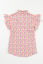 Load image into Gallery viewer, Multicolor Chevron Print Ruffled Sleeve Blouse
