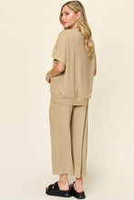 Load image into Gallery viewer, Double Take Full Size Texture Round Neck Short Sleeve T-Shirt and Wide Leg Pants
