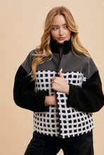 Load image into Gallery viewer, Annie Wear Plaid Zip Up Drop Shoulder Sherpa Jacket
