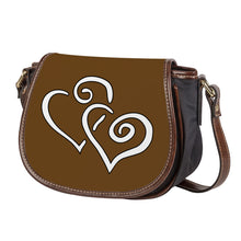 Load image into Gallery viewer, Ti Amo I love you - Exclusive Brand - Sepia - Double White Heart - Saddle Bag
