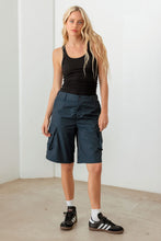 Load image into Gallery viewer, Tasha Apparel Navy Cargo Bermuda Shorts
