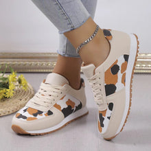 Load image into Gallery viewer, Tied Printed PU Leather Athletic Sneakers
