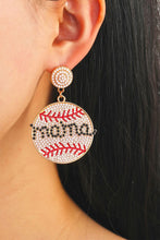 Load image into Gallery viewer, White Crystal mama Beaded Baseball Shape Earrings
