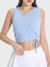 Load image into Gallery viewer, Drawstring Ruched Wide Strap Active Tank
