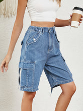 Load image into Gallery viewer, High Waist Denim Shorts with Pockets
