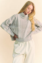Load image into Gallery viewer, Davi &amp; Dani Cable-Knit Turtleneck Dropped Shoulder Sweater
