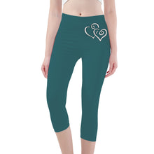 Load image into Gallery viewer, Ti Amo I love you -Exclusive Brand - Casal - Double White Heart - Womens / Teen Girls / Womens Plus Size - Capri Yoga Leggings - Sizes XS-3XL
