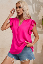 Load image into Gallery viewer, Ruffled Notched Cap Sleeve Blouse
