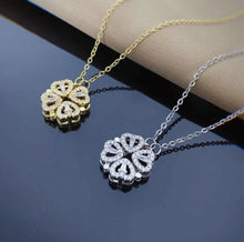 Load image into Gallery viewer, Womens Retro Magnetic Folding Heart Shaped Four Leaf Clover Pendant Necklace Love Clavicle Chain Choker - Jewelry
