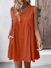 Load image into Gallery viewer, Ruched V-Neck Sleeveless Mini Dress
