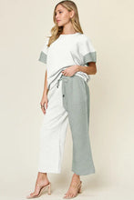 Load image into Gallery viewer, Double Take Full Size Texture Contrast T-Shirt and Wide Leg Pants Set
