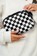 Load image into Gallery viewer, White Checkered Print Buckle Wide Belt Crossbody Bag
